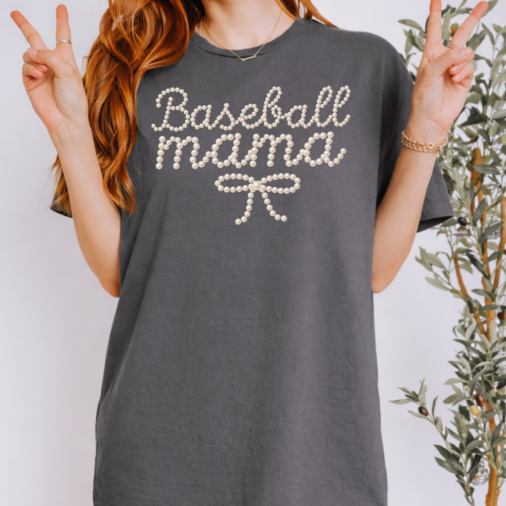 Baseball Mama in Pearls Tee