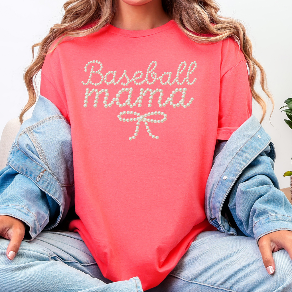 Baseball Mama in Pearls Tee