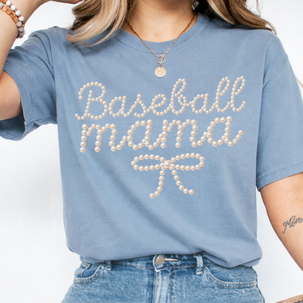 Baseball Mama in Pearls Tee