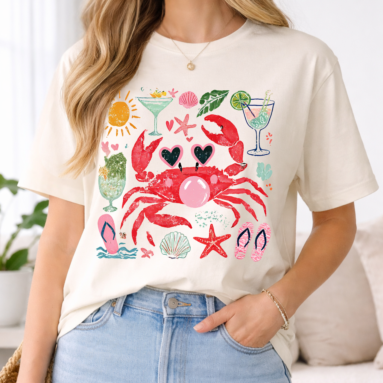 Crab Blowing Bubble Summer Tee