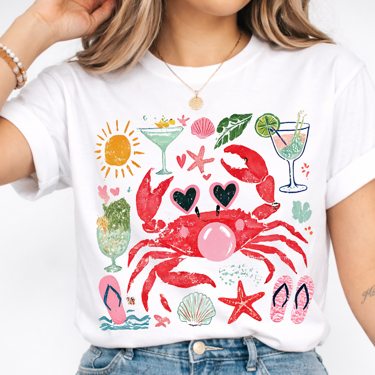 Crab Blowing Bubble Summer Tee