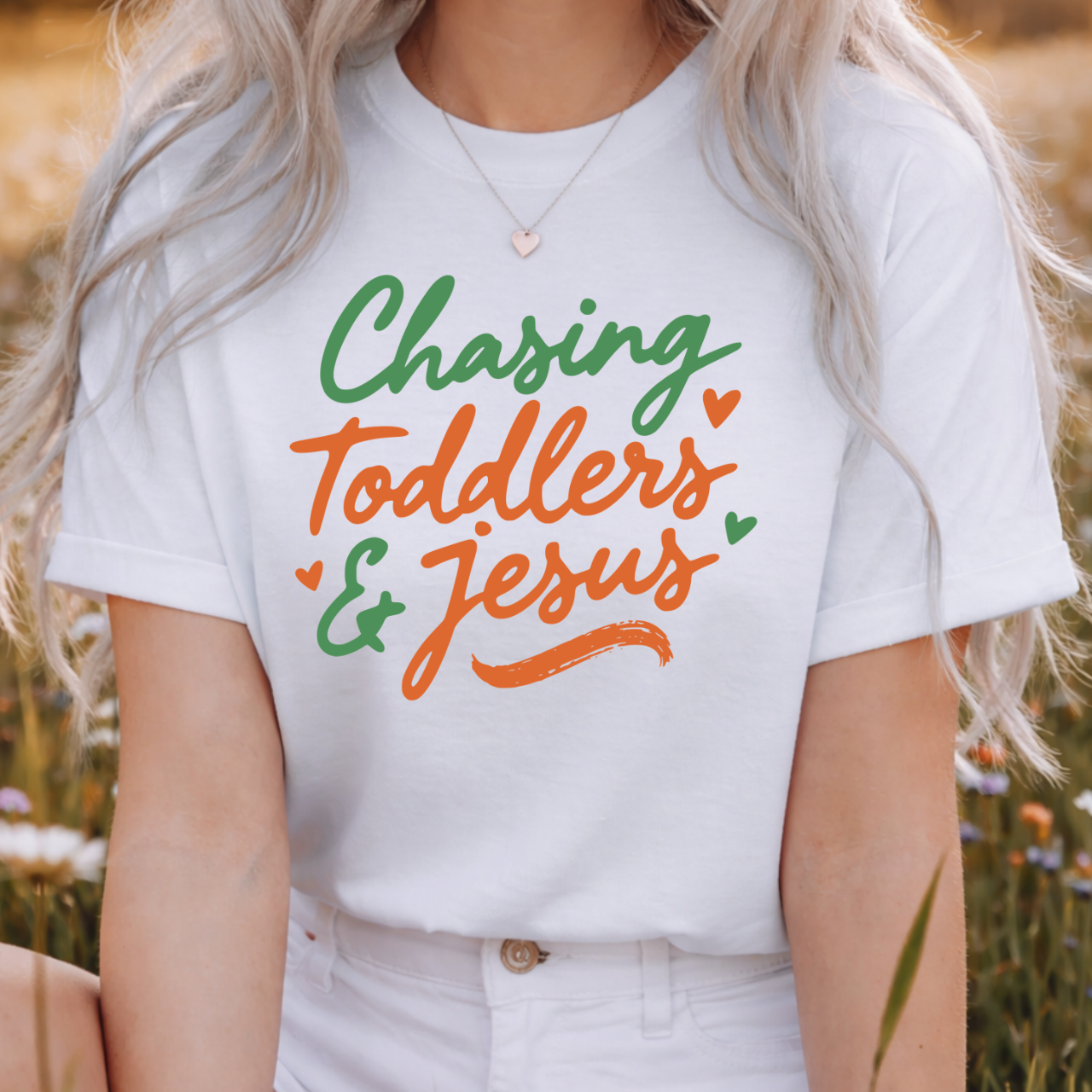 Chasing Toddlers and Jesus Tee
