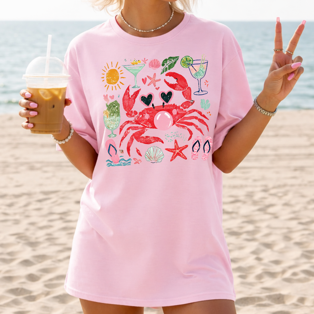 Crab Blowing Bubble Summer Tee