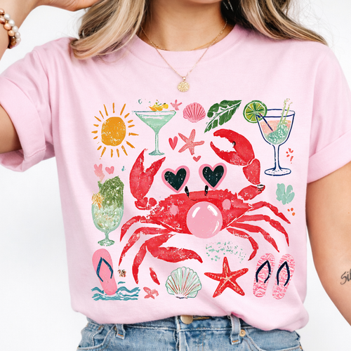 Crab Blowing Bubble Summer Tee