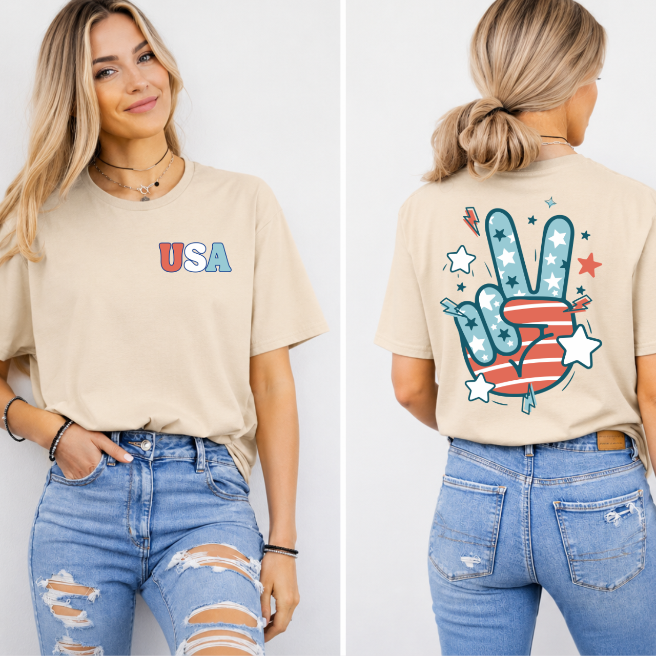 USA Retro Peace Sign Tee