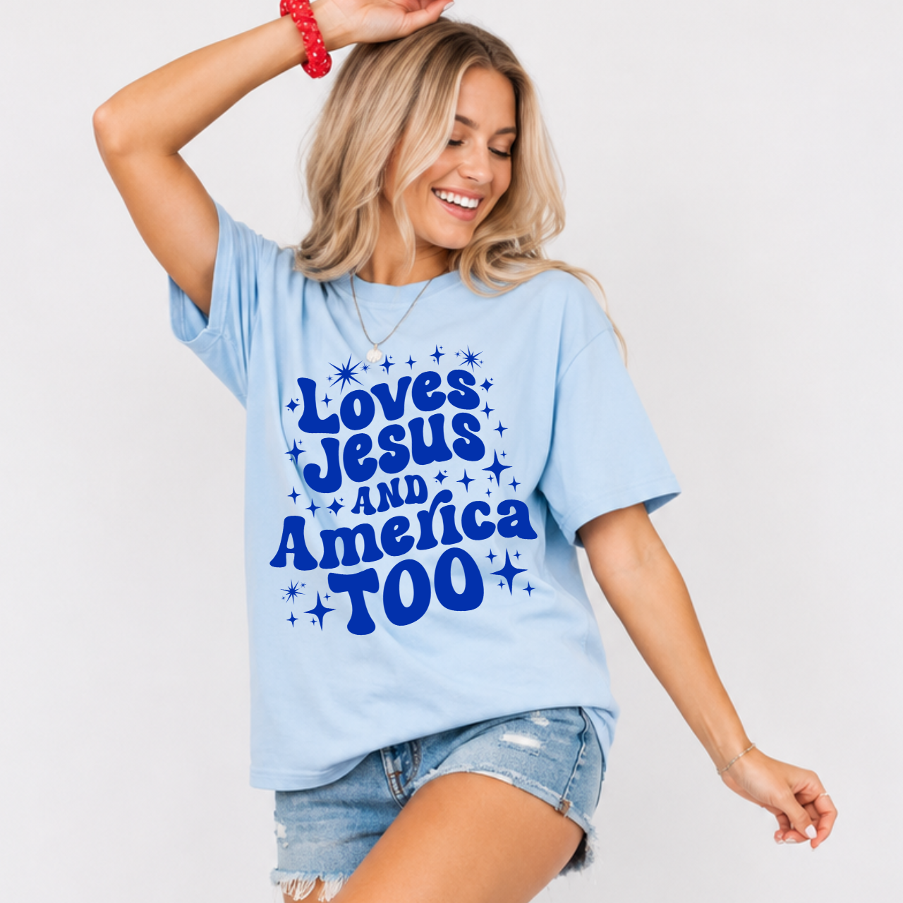 Loves Jesus and America Too Tee
