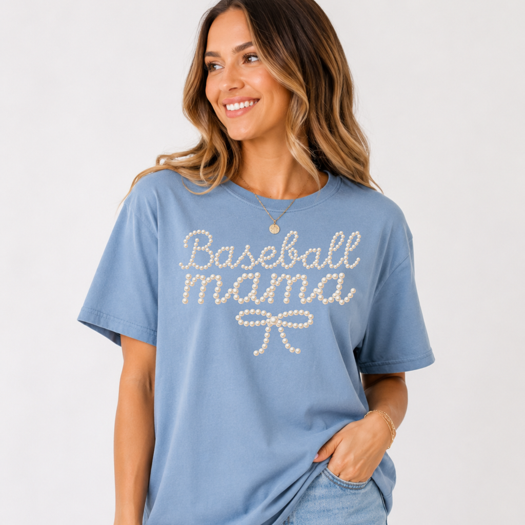 Baseball Mama in Pearls Tee