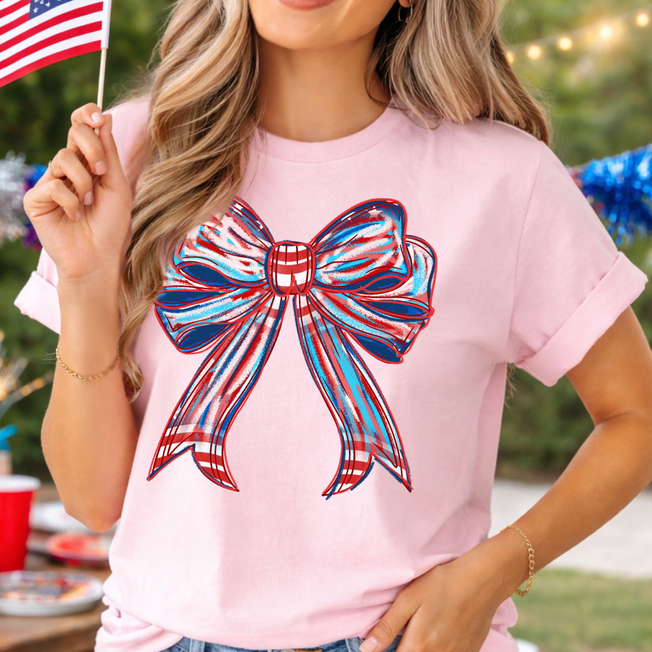 4 of July Bow Tee