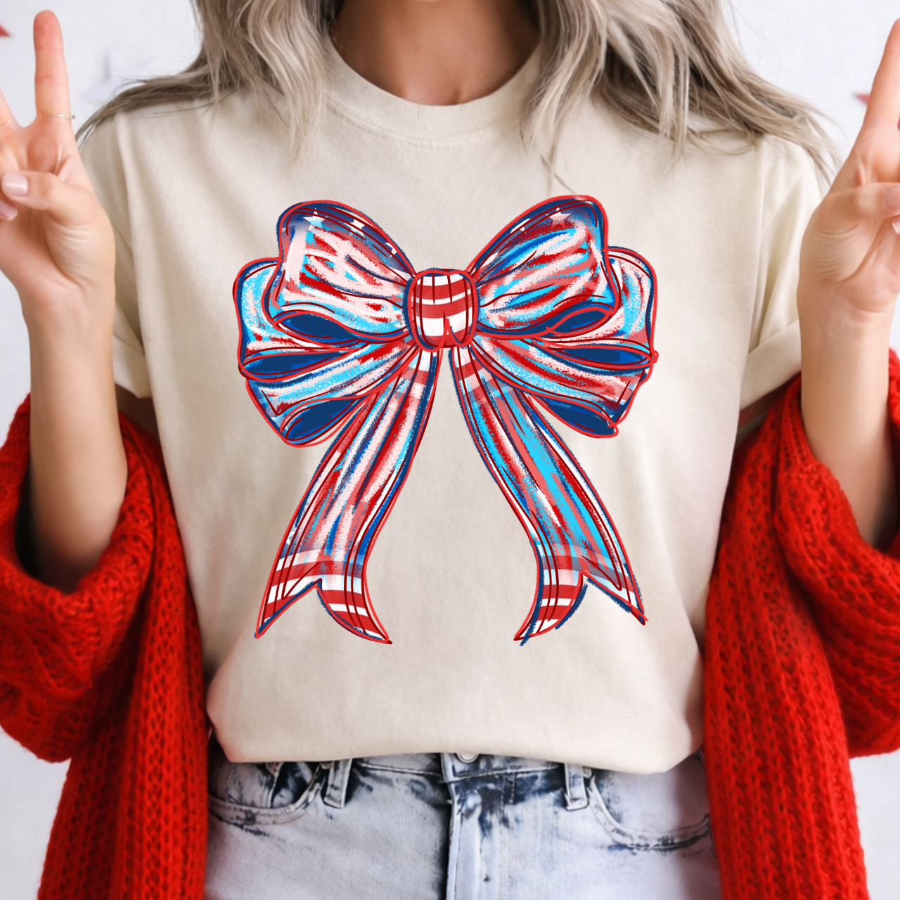 4 of July Bow Tee