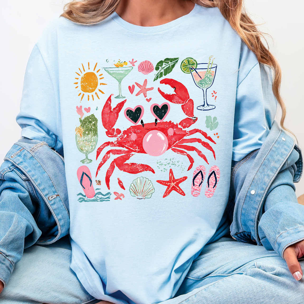 Crab Blowing Bubble Summer Tee