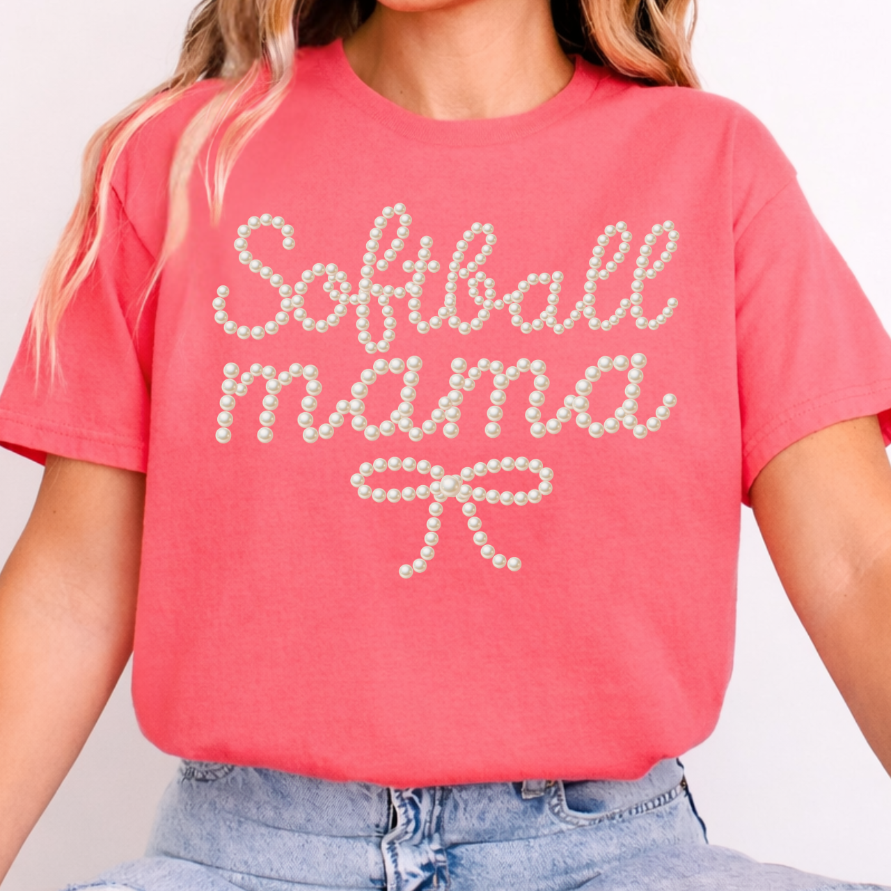 Pearls Softball Mama Tee