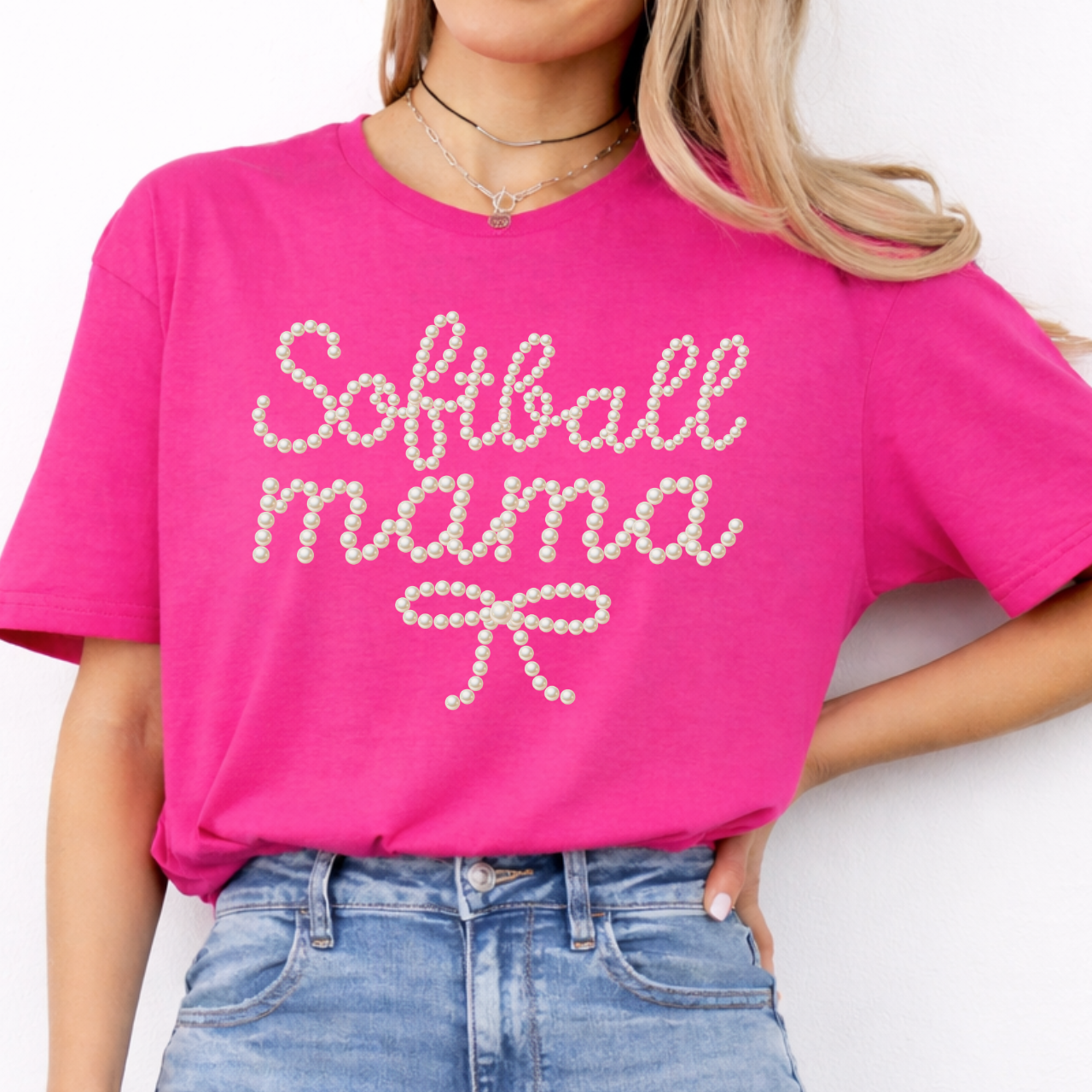 Pearls Softball Mama Tee