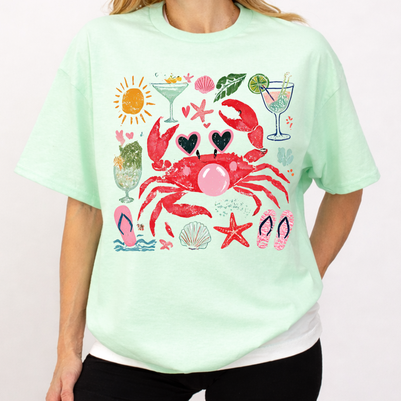 Crab Blowing Bubble Summer Tee