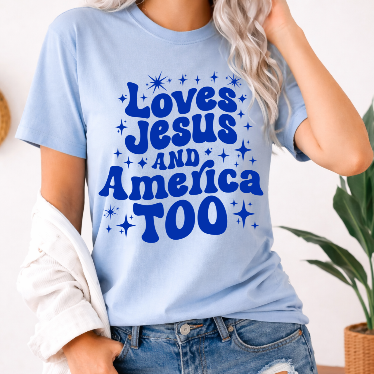 Loves Jesus and America Too Tee