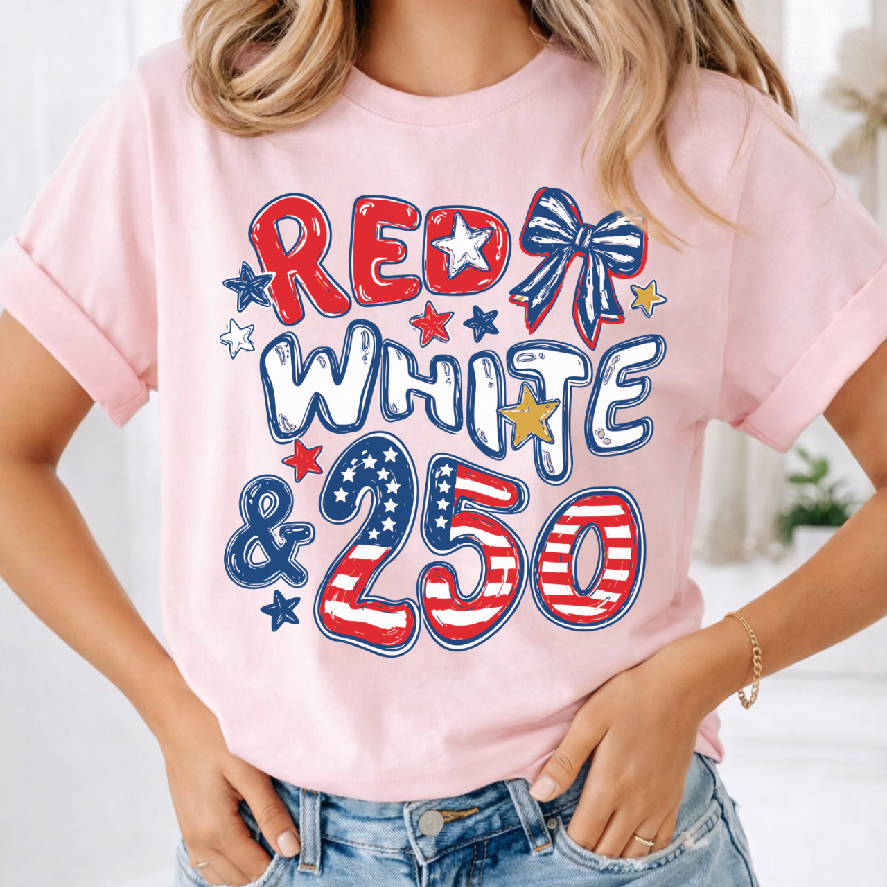 Red White and 250th Independence Day Tee